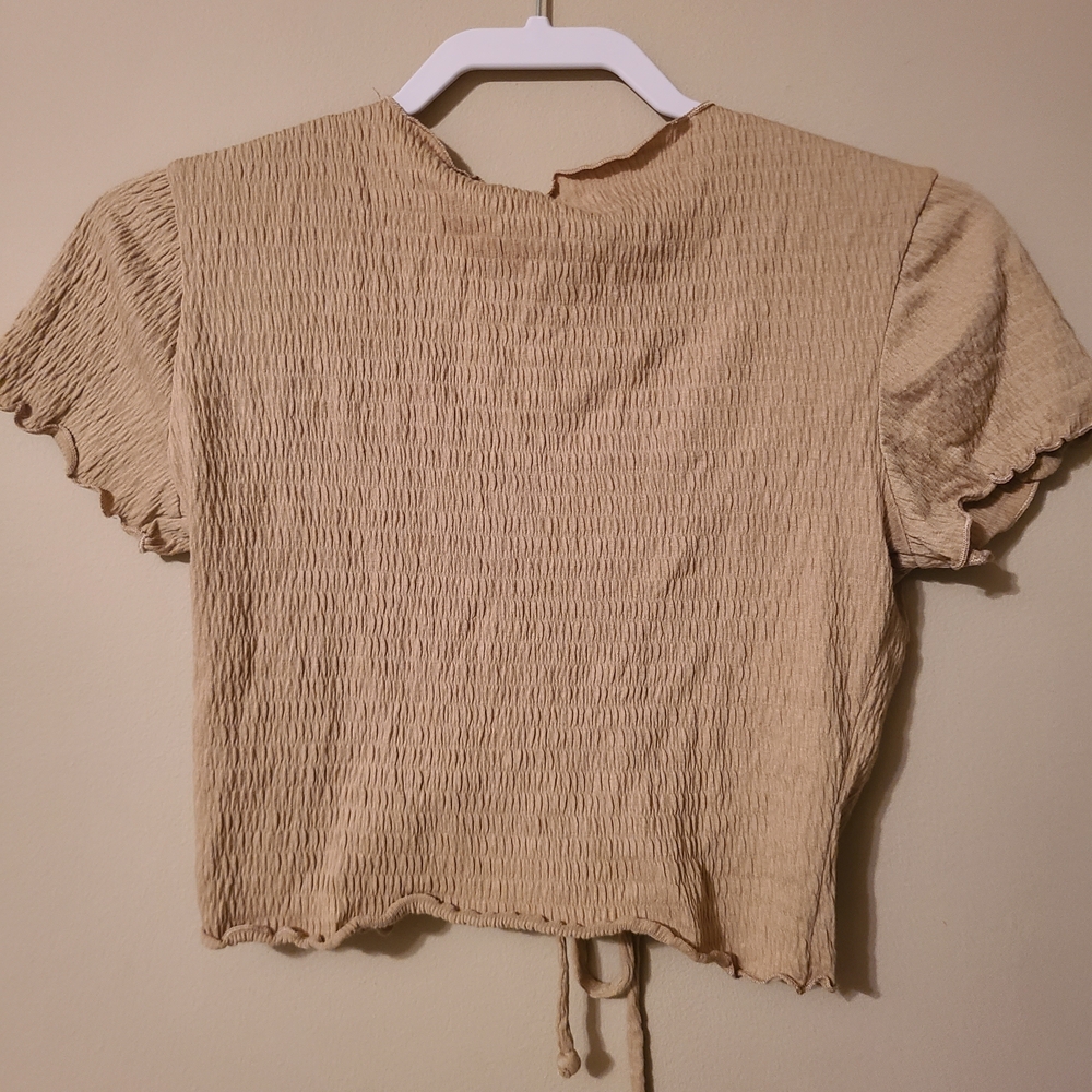 Altar'd State Tan Ruched Crop Top - Picture 2 of 3